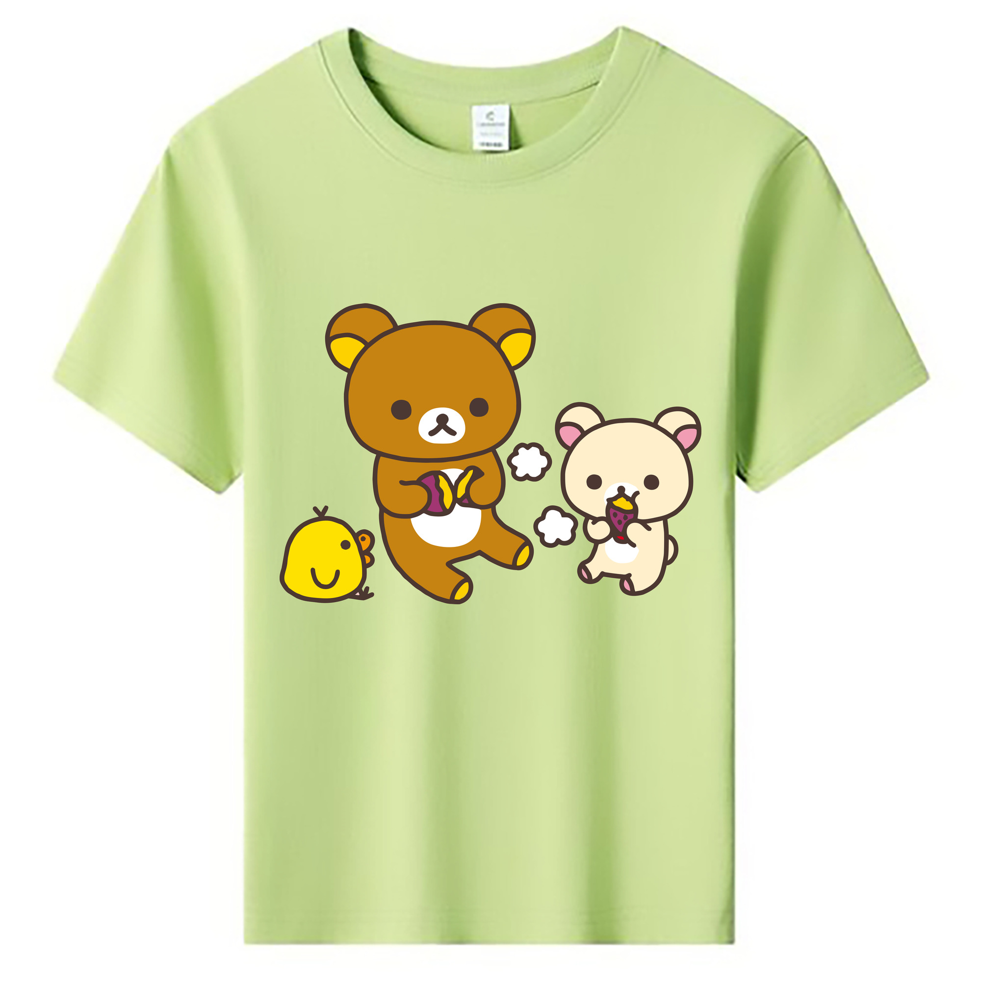 （画像用） リラックマ リラックマ キイロイトリ Rilakkuma Korilakkuma Kiiroitori 綿100％キッズTシャツ（フロントプリント）